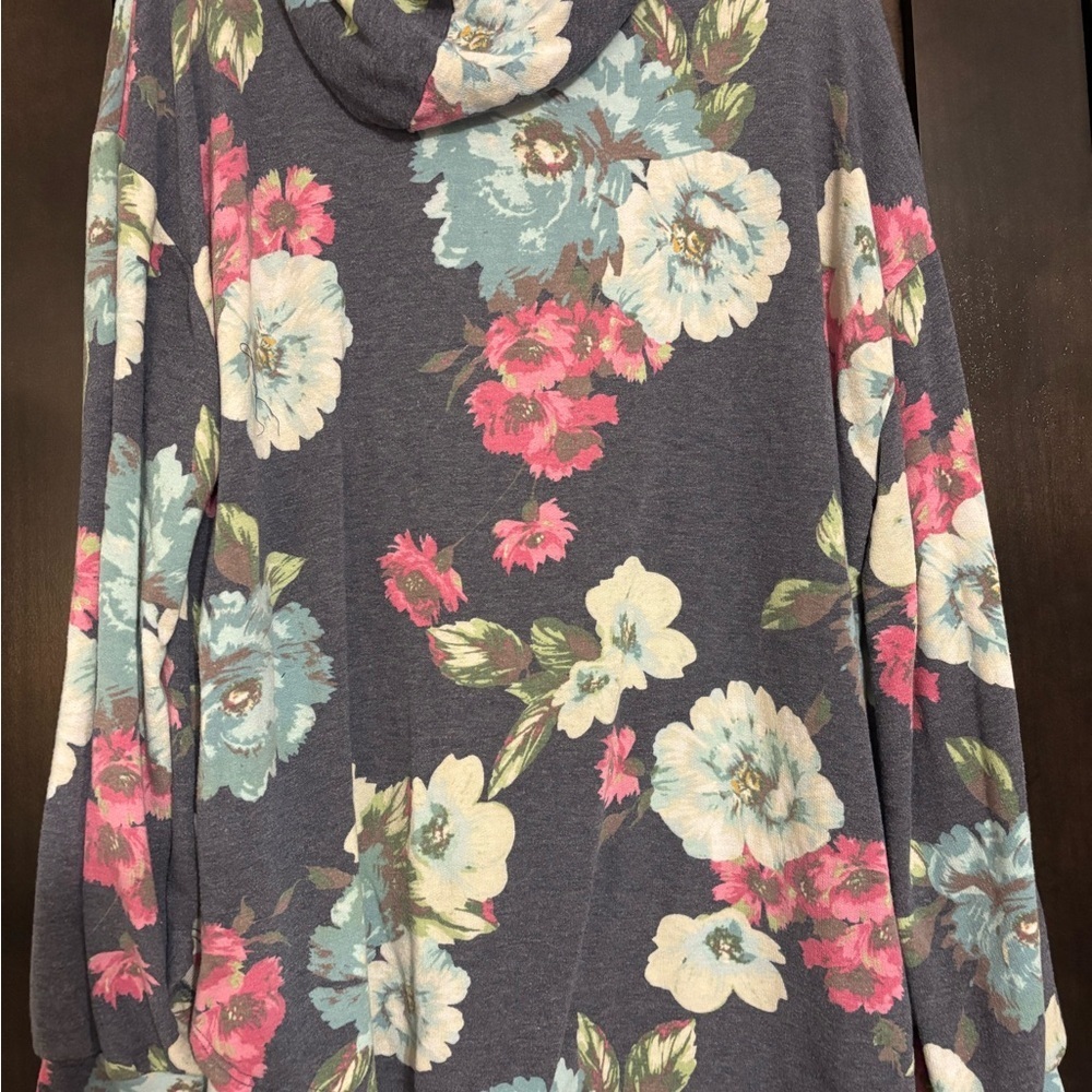Honeyme Floral Hoodie with Pink and Blue Hues - Picture 3 of 3